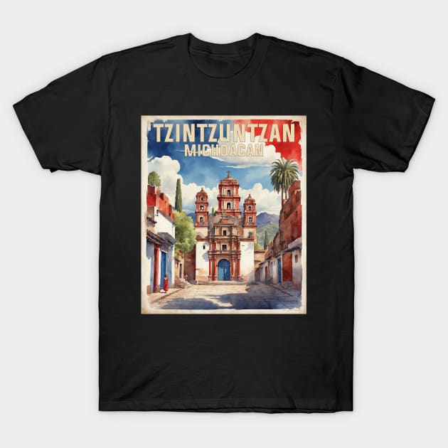 Tzintzuntzan Michoacan Mexico Vintage Tourism Travel T-Shirt by TravelersGems